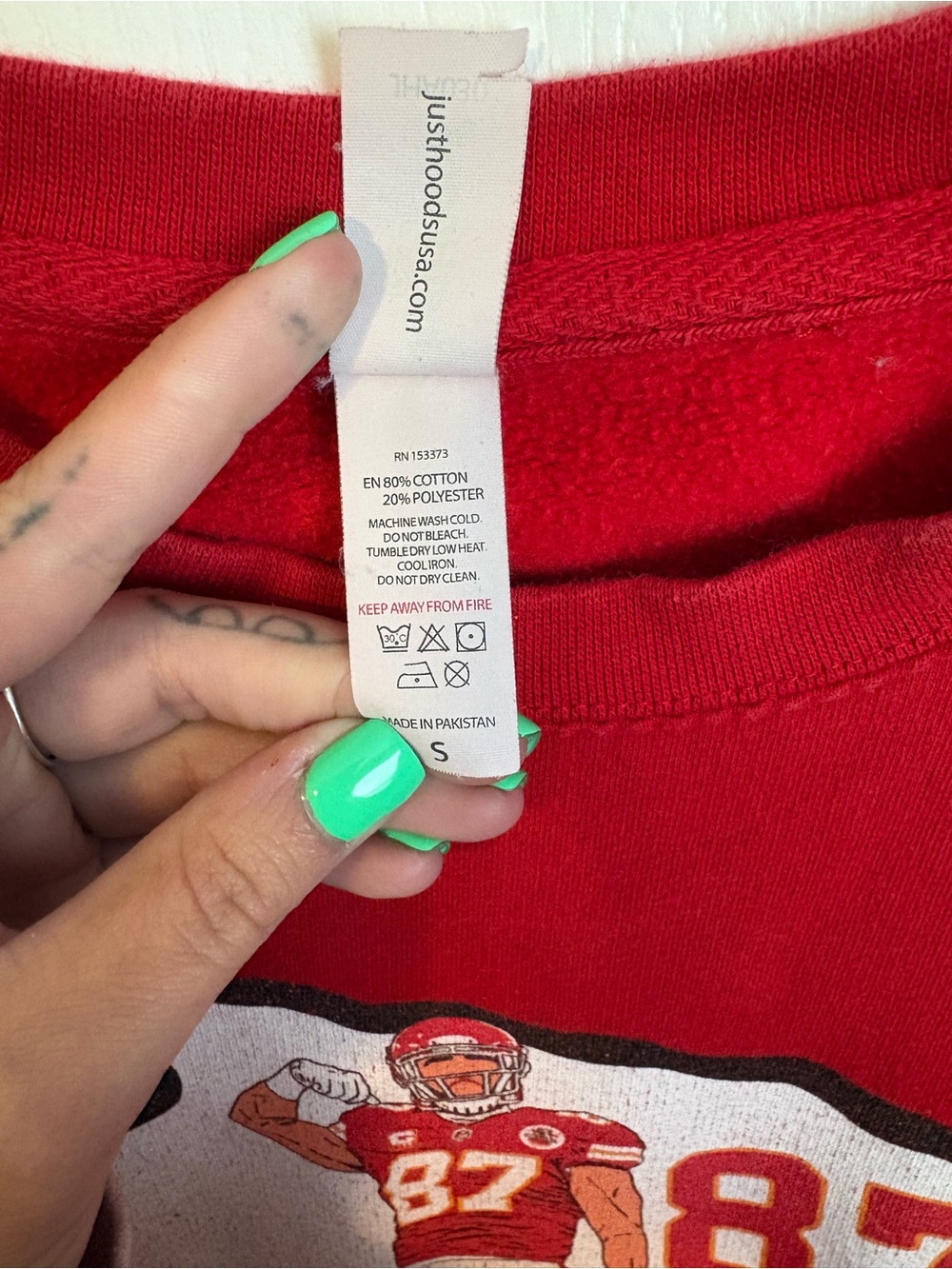 Women’s Red Kelce Graphic Crew Sweatshirt - Team Inspired Casual - Picture 4 of 6